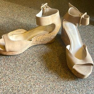 Size 7 womens shoes.   Wedge heel.  Tan color